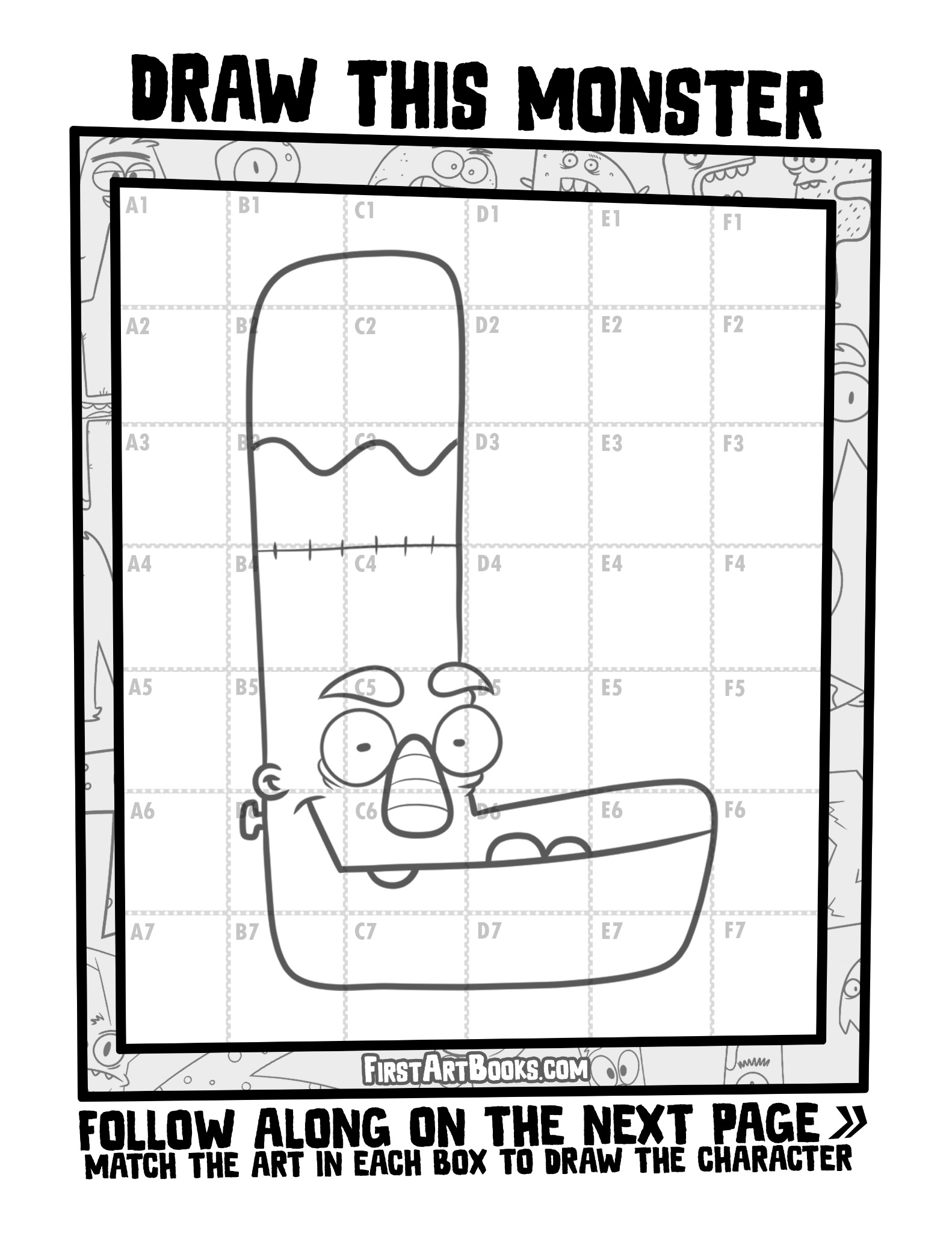 Interior sample 2 from Draw by Grid: Alphabet Monsters