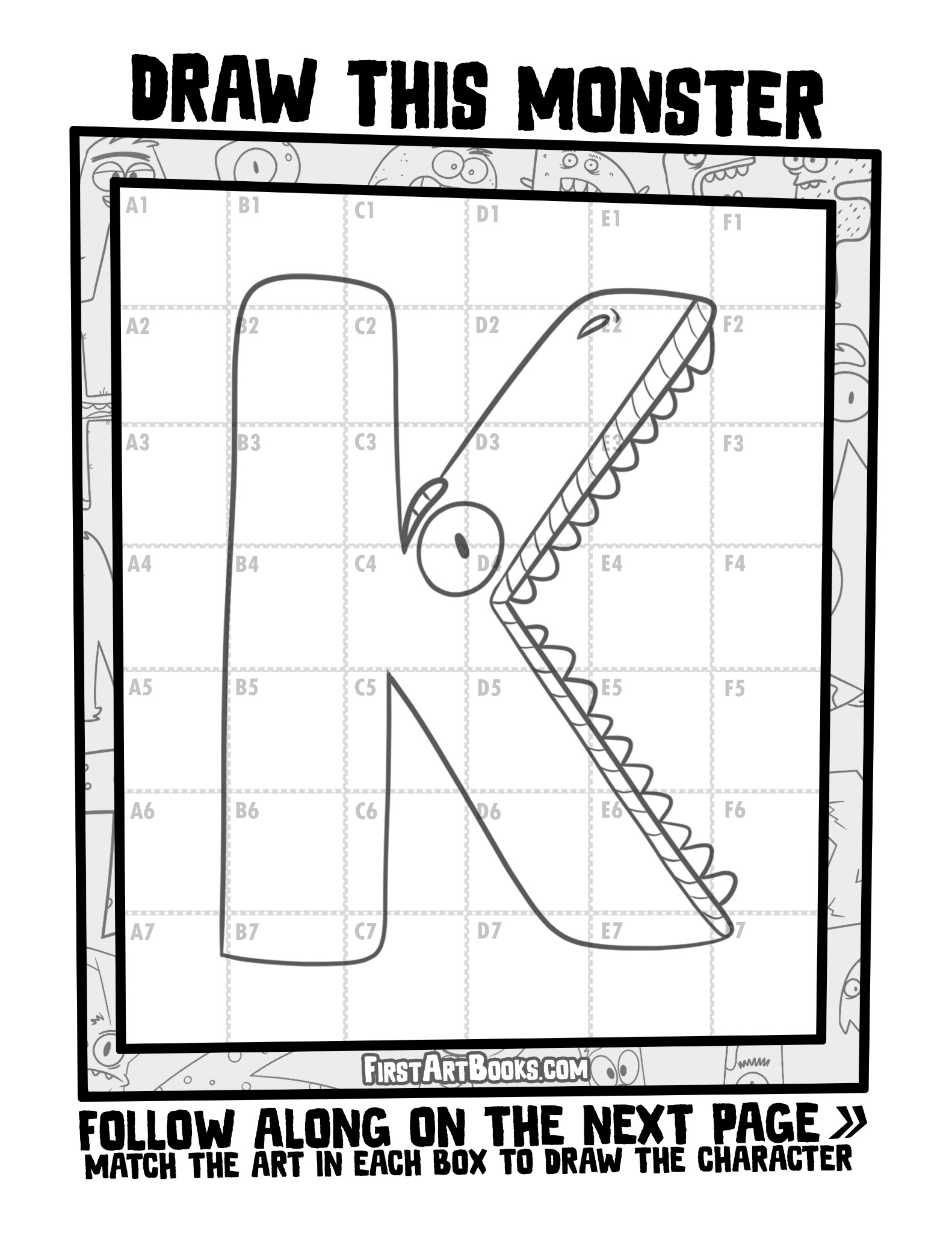 Interior sample 4 from Draw by Grid: Alphabet Monsters