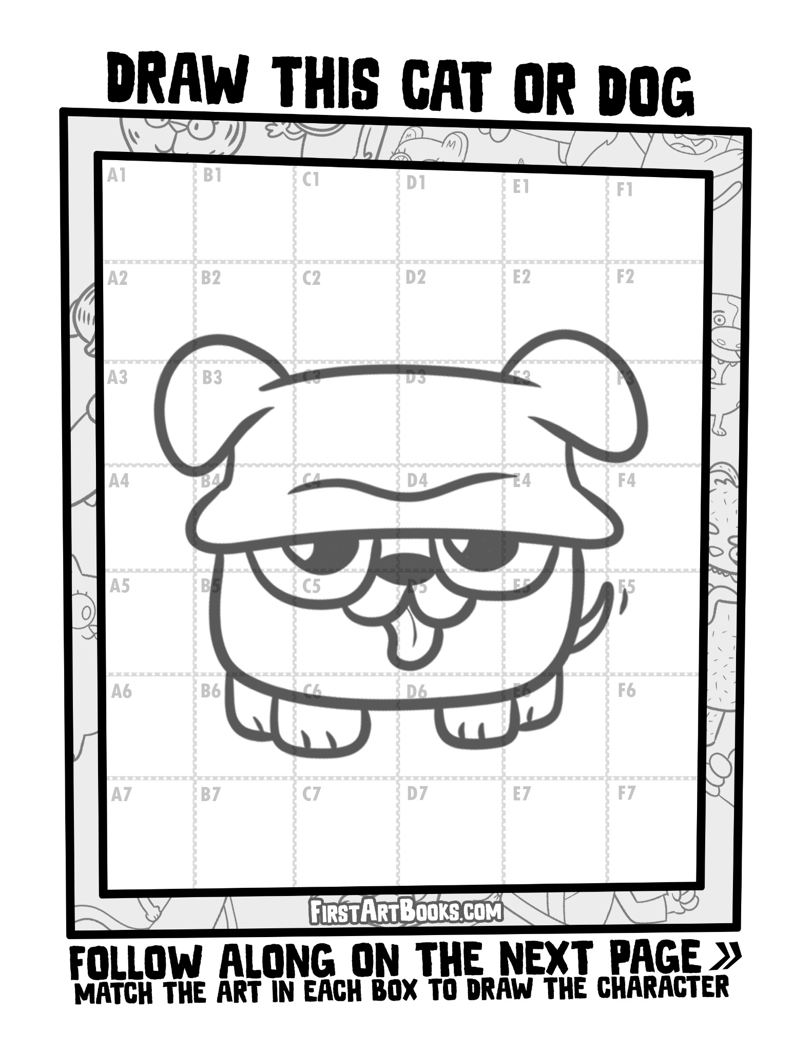 Interior sample 2 from Draw by Grid: Cartoon Cats & Dogs
