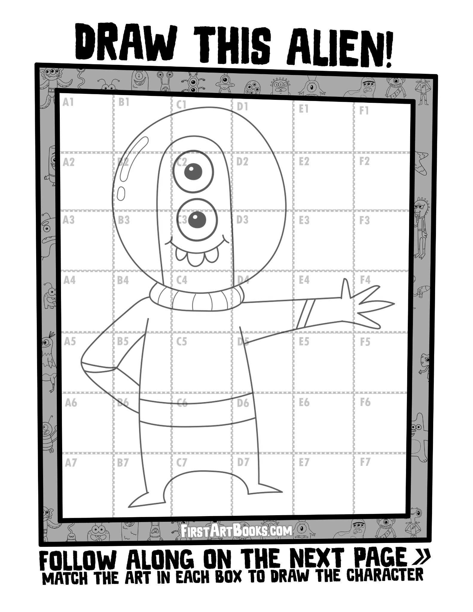 Interior sample 4 from Draw by Grid: Silly Aliens