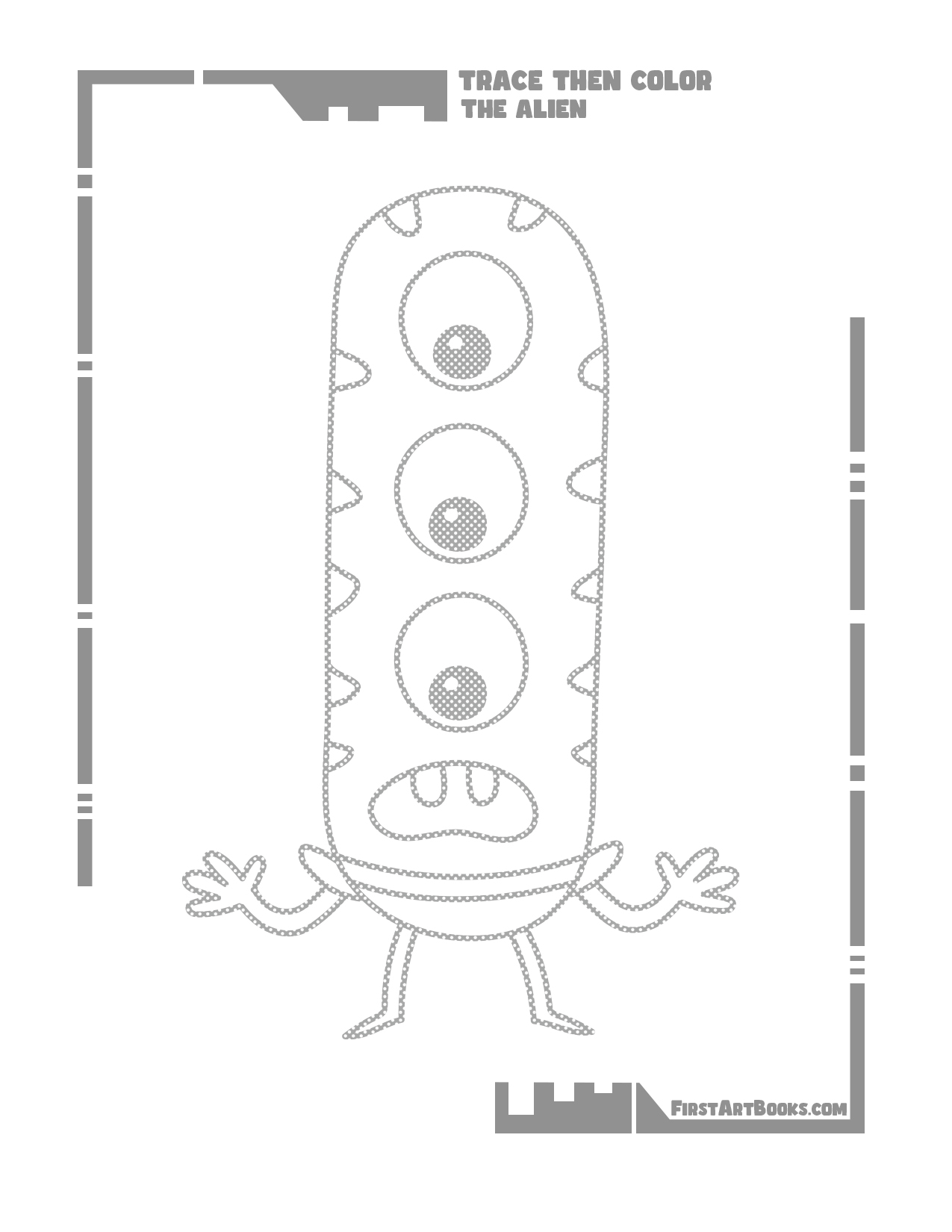 Interior sample 1 from Trace Then Color: Cartoon Aliens